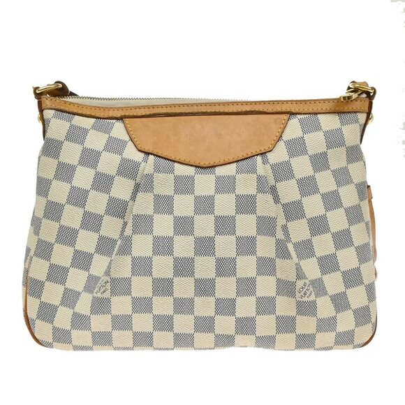 LOUIS VUITTON Siracusa PM Shoulder Bag Damier Azur Leather White - Picture 3 of 14